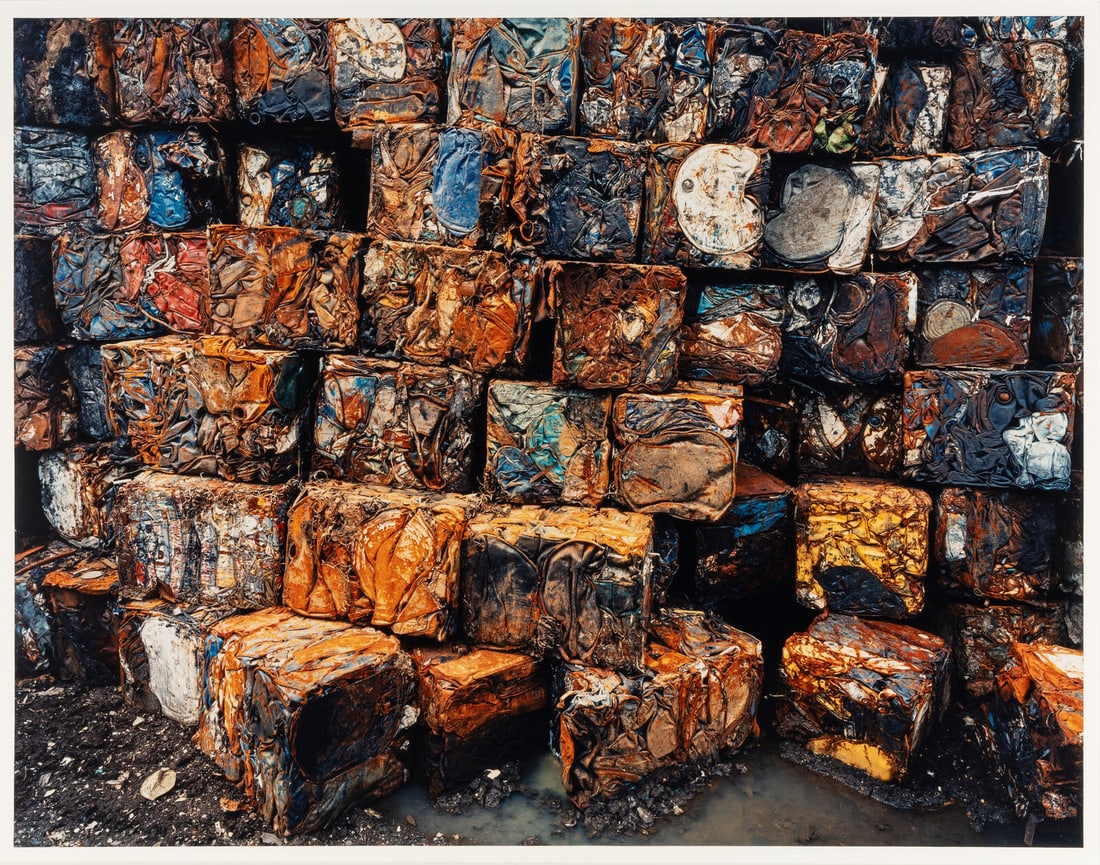 Edward Burtynsky (Canadian, b. 1955) Densified Oil Drums #4, Hamilton, Ontario, 1996; printed 1998: Edward Burtynsky (Canadian, b. 1955) Densified Oil Drums #4, Hamilton, Ontario, 1996; printed 1998 chromogenic print signed in ink and titled, dated, and numbered 3/10 to label, mount verso 26 x 33 1/