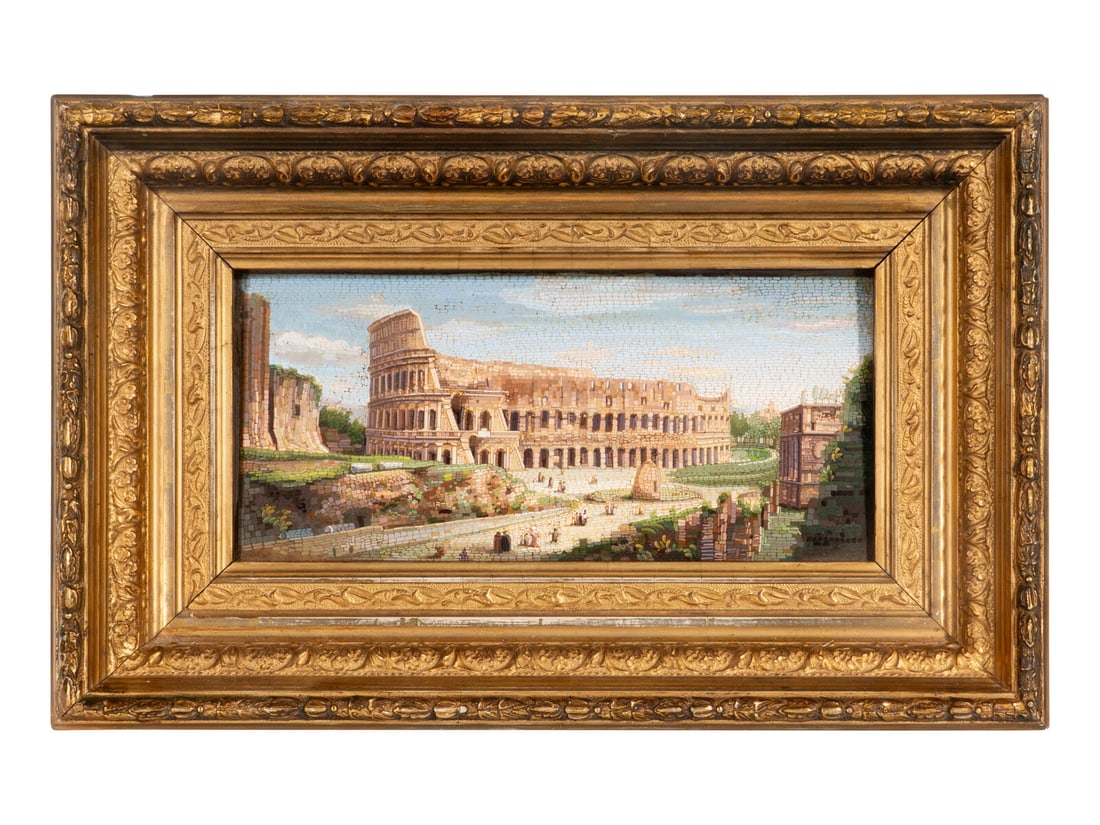 An Italian Micromosaic Plaque Depicting the Colosseum (1 of 3)