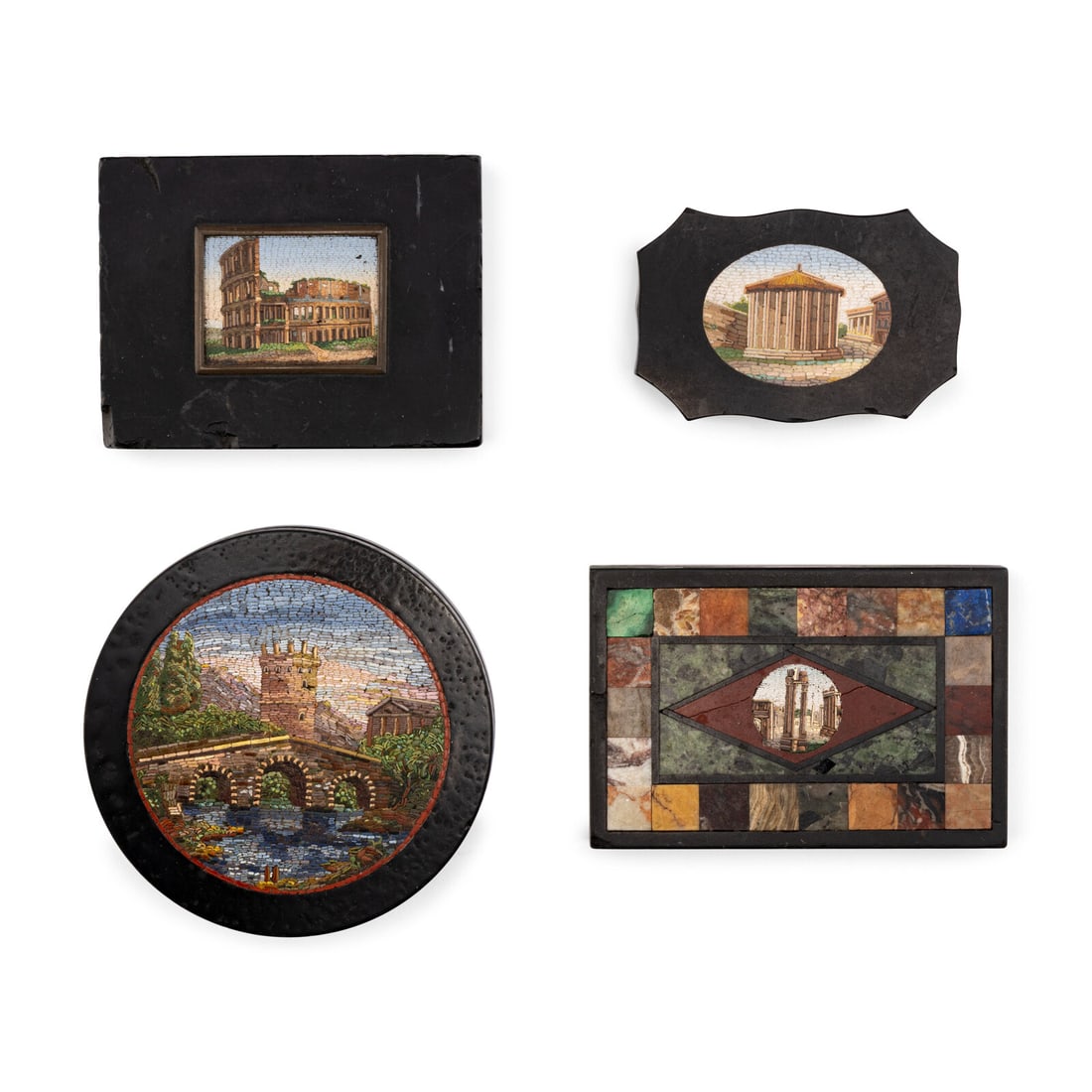 Four Grand Tour Micromosaic and Slate Paperweights (1 of 3)
