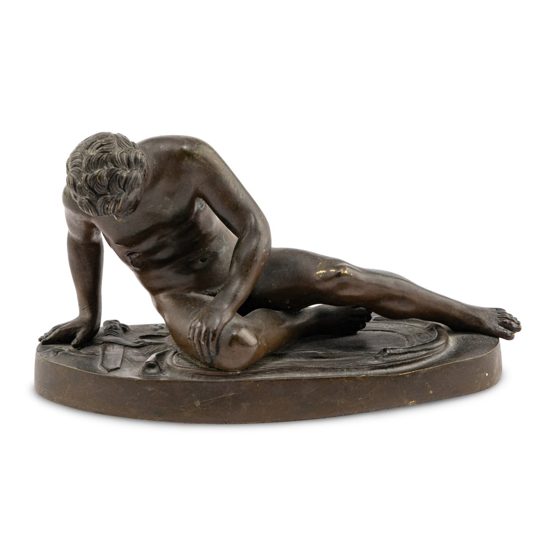 A Grand Tour Bronze Figure of The Dying Gaul: A Grand Tour Bronze Figure of The Dying Gaul After the Antique, 19th Century Height 4 3/4 x width 8 x depth 3 1/2 inches. Property from the Estate of Philip Rosenblum, Santa Monica, California This lo