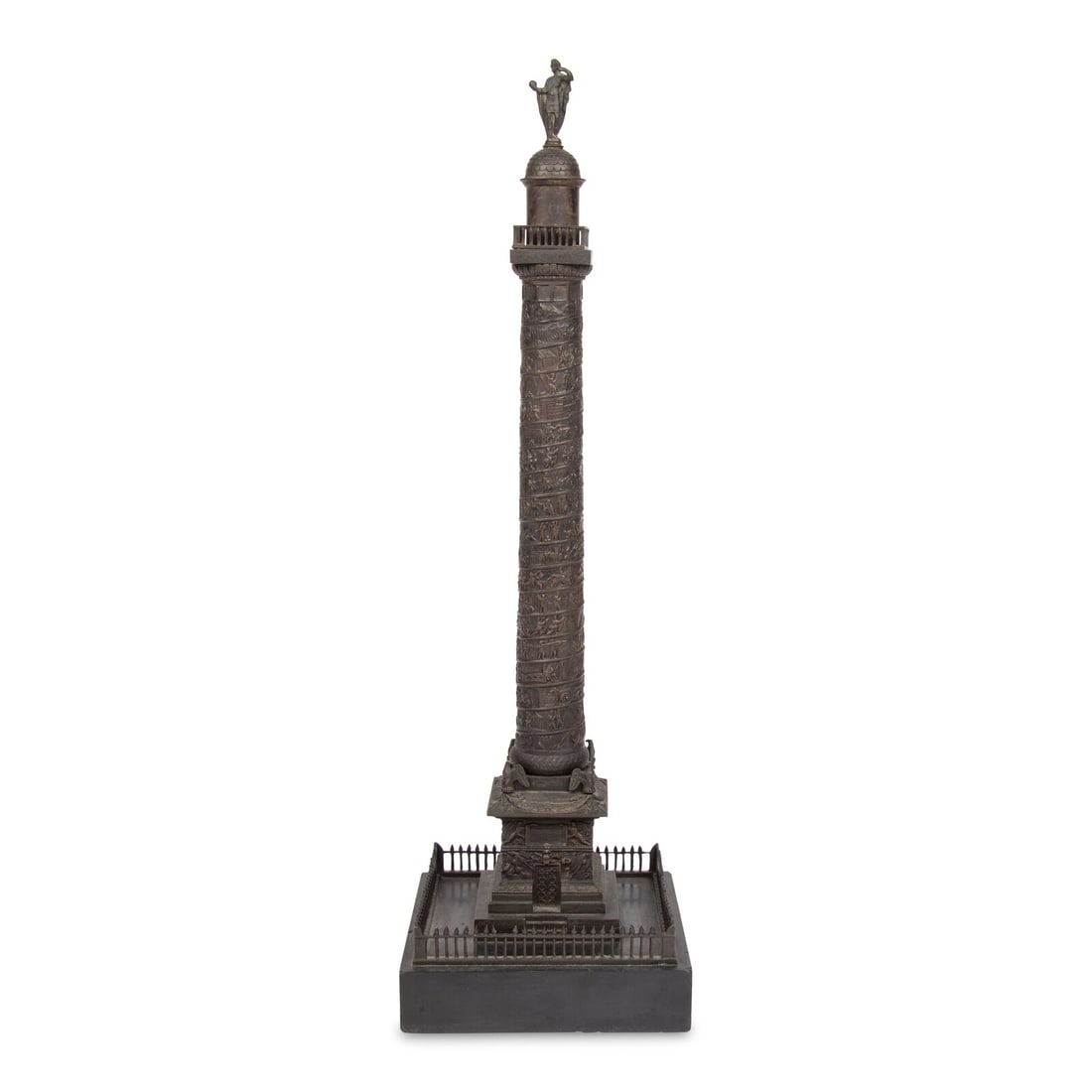 A Grand Tour Bronze Model of the Vendôme Column: A Grand Tour Bronze Model of the Vendôme Column 19th Century mounted to a slate base. Height overall 18 x width 5 1/2 x depth 5 1/2 inches. Property from the Estate of Bliss Hebert and Allen Char