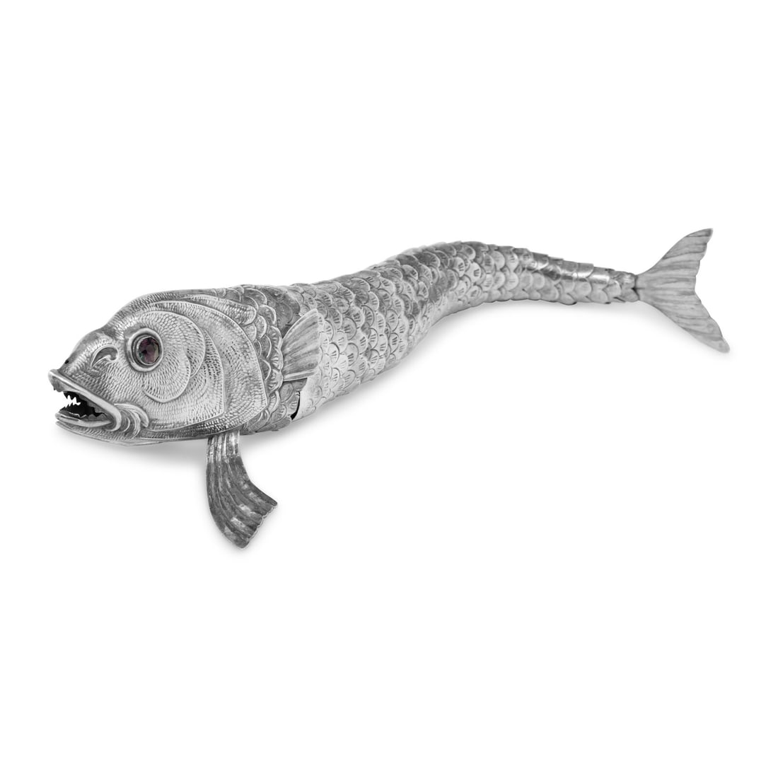 A Large Spanish Silver Articulated Fish (1 of 4)
