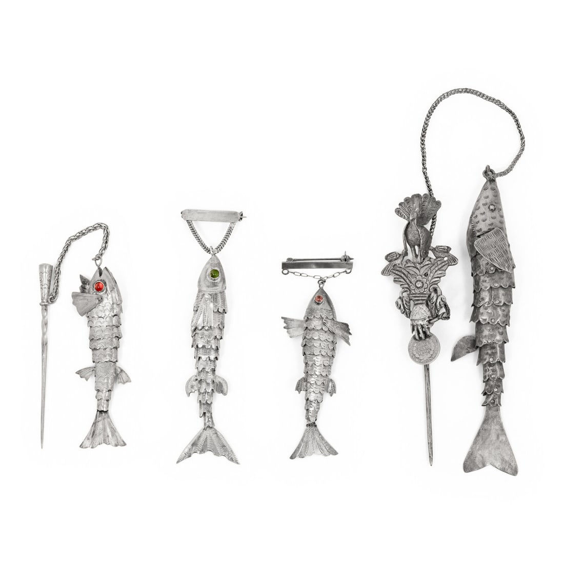 Four Silver Articulated Fish Fashion Accessories (1 of 3)