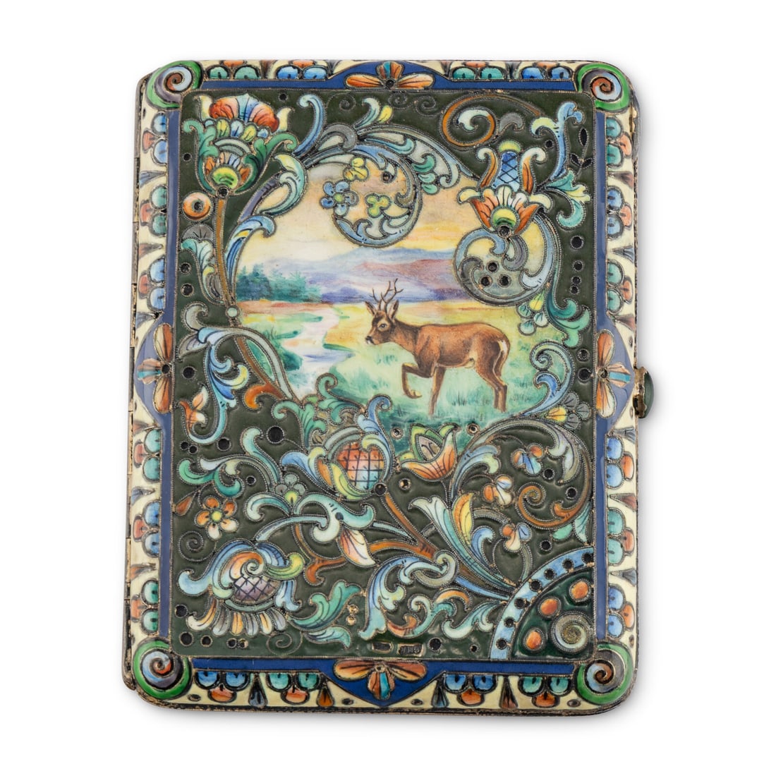 A Russian En Plein Enamel and Silver Cigarette Case (1 of 4)
