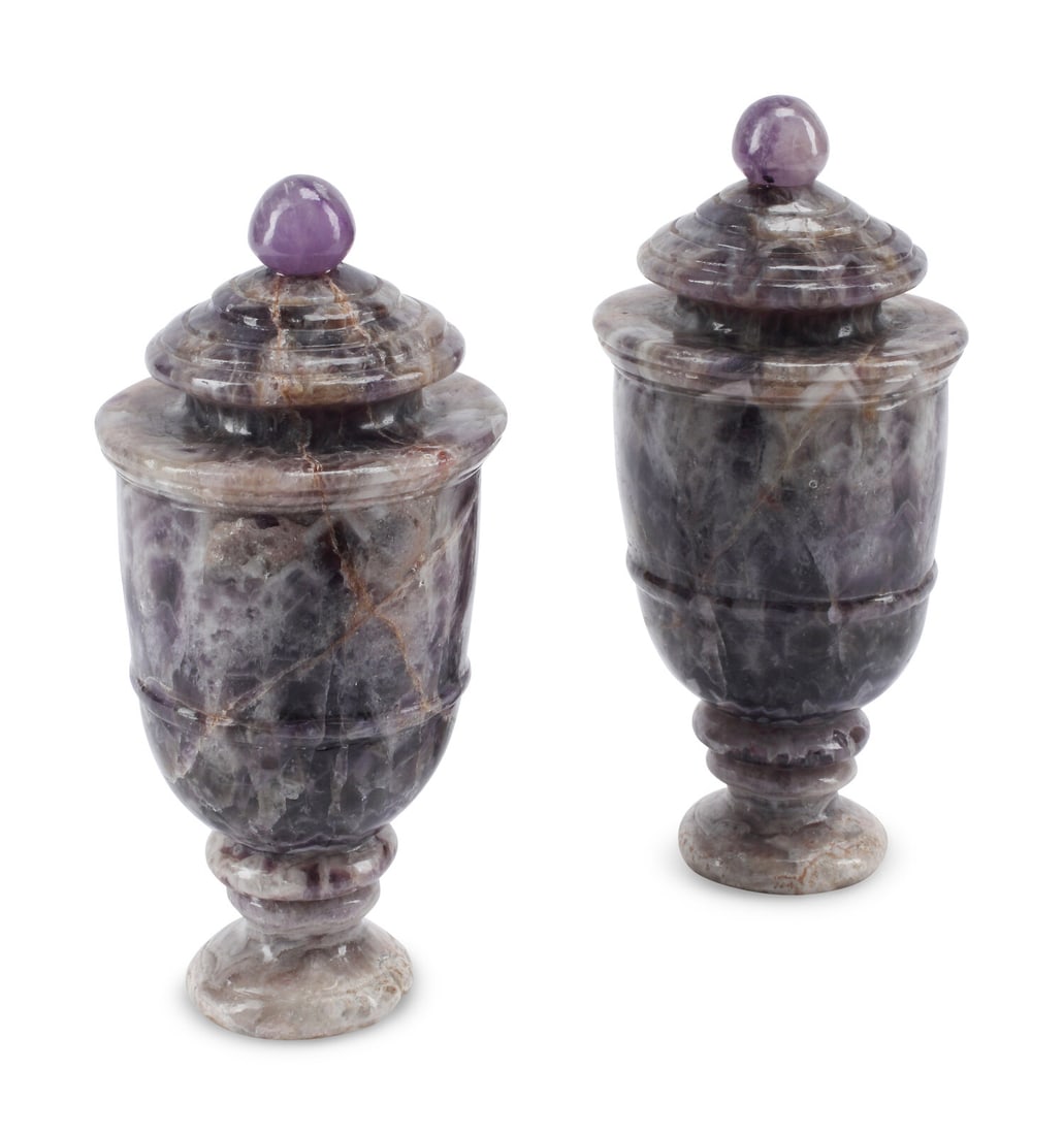 A Pair of Continental Semiprecious Stone Urns (1 of 3)