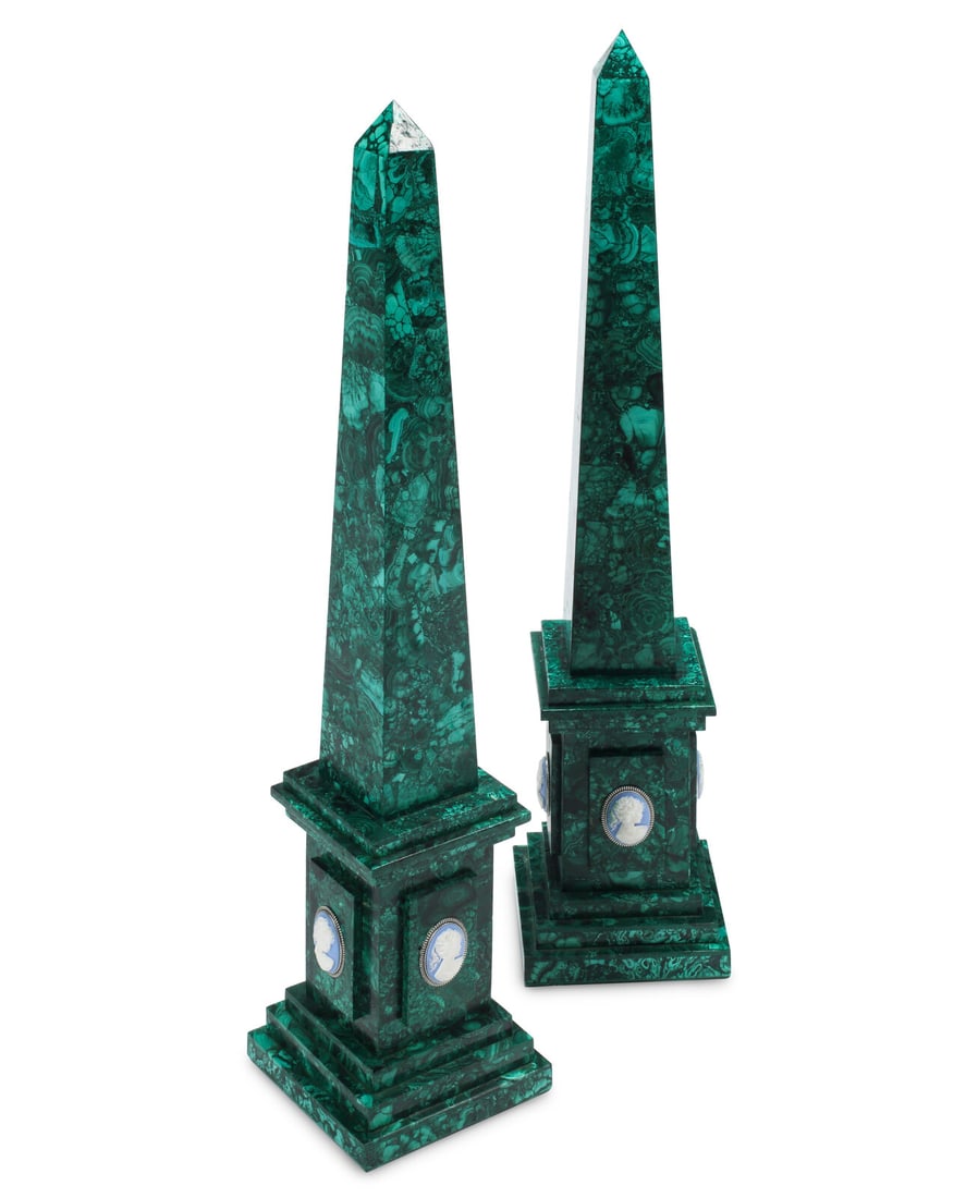 A Pair of Large Malachite Obelisks (1 of 3)