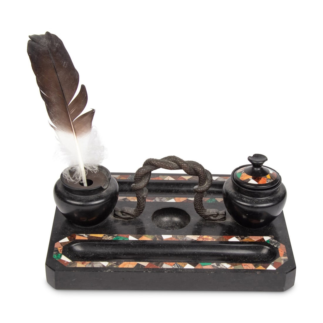 A Grand Tour Specimen Marble Encrier: A Grand Tour Specimen Marble Encrier 19th Century Height 4 x width 10 1/2 x depth 7 1/2 inches. Property from the Estate of Bliss Hebert and Allen Charles Klein, Miami, Florida This lot is located in