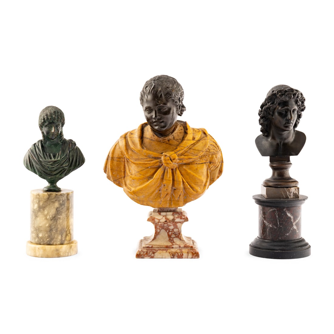 Three Grand Tour Bronze Busts with Marble Bases (1 of 6)