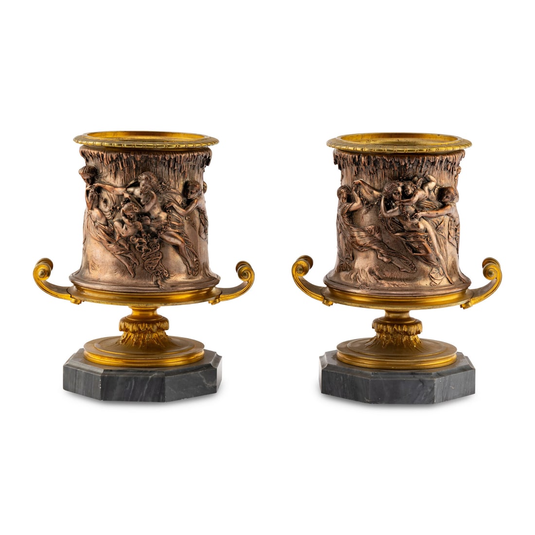 A Pair of French Gilt and Silvered Bronze Urns (1 of 5)