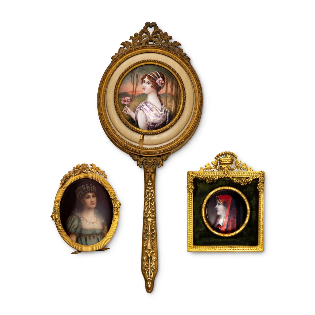 Three Continental Enamel Portrait Plaques (1 of 3)
