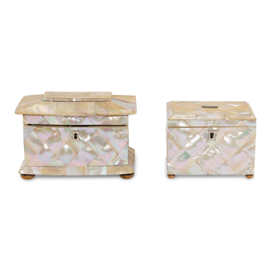 Two Regency Mother-of-Pearl Veneered Tea Caddies (1 of 5)