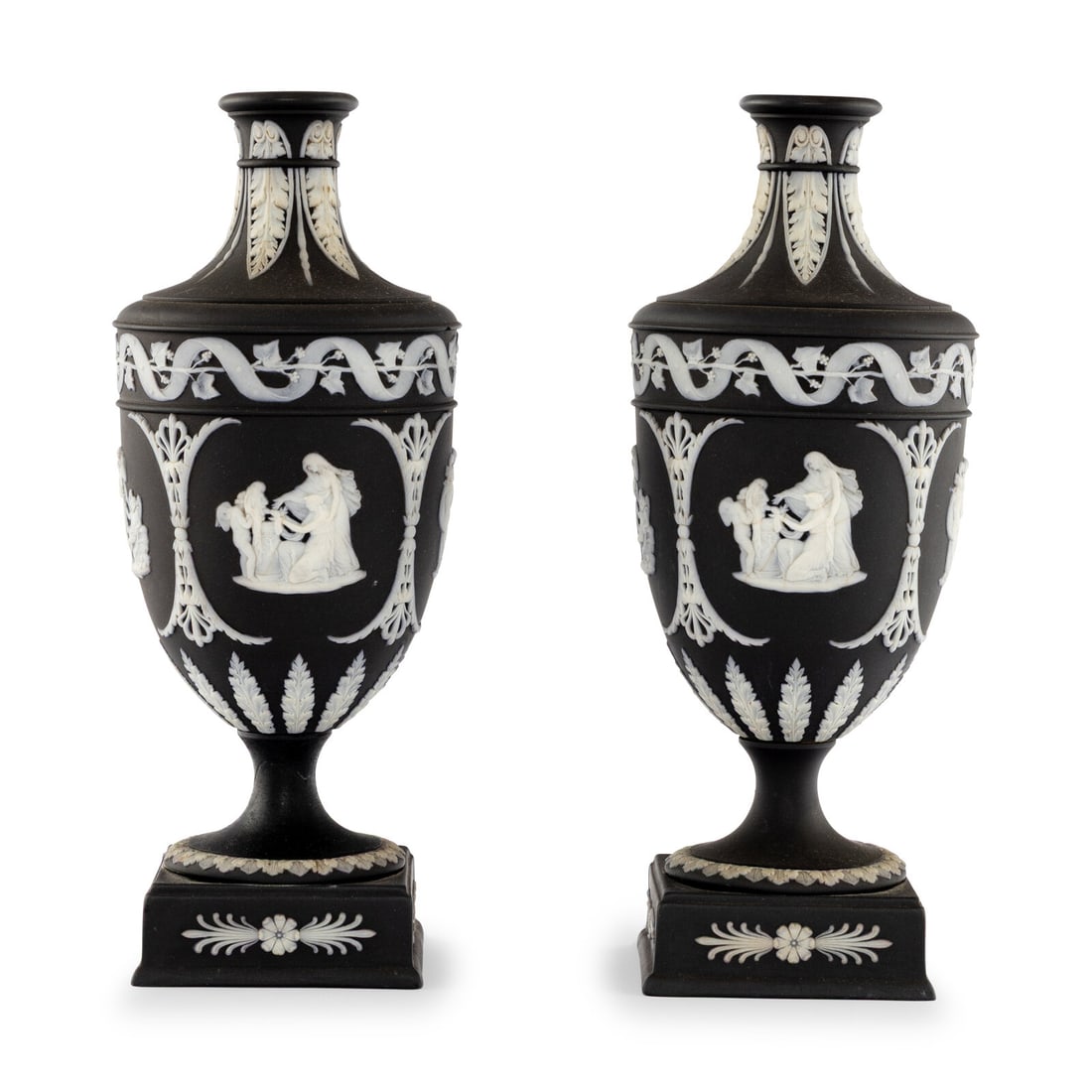 A Pair of Wedgwood Black Jasperware Urns (1 of 5)