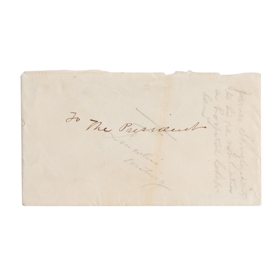 [LINCOLN, Abraham (1809-1865)]. SHRIGLEY, James (1813-1895). Autograph letter signed ("James (1 of 5)