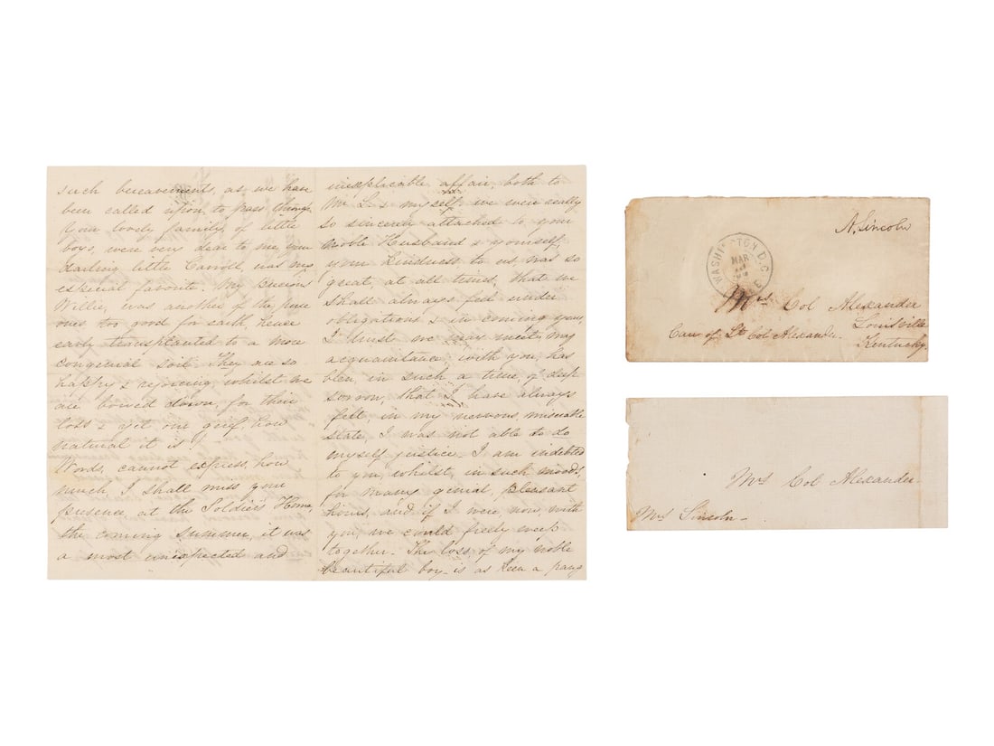 LINCOLN, Mary Todd (1818-1882). Autograph letter signed ("Mary Lincoln"), to Mrs. Sallie Rudd (1 of 2)