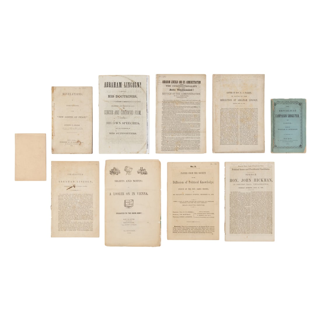 [PRO & ANTI-LINCOLN CAMPAIGN]. A group of 10 pamphlets, comprising: (1 of 11)