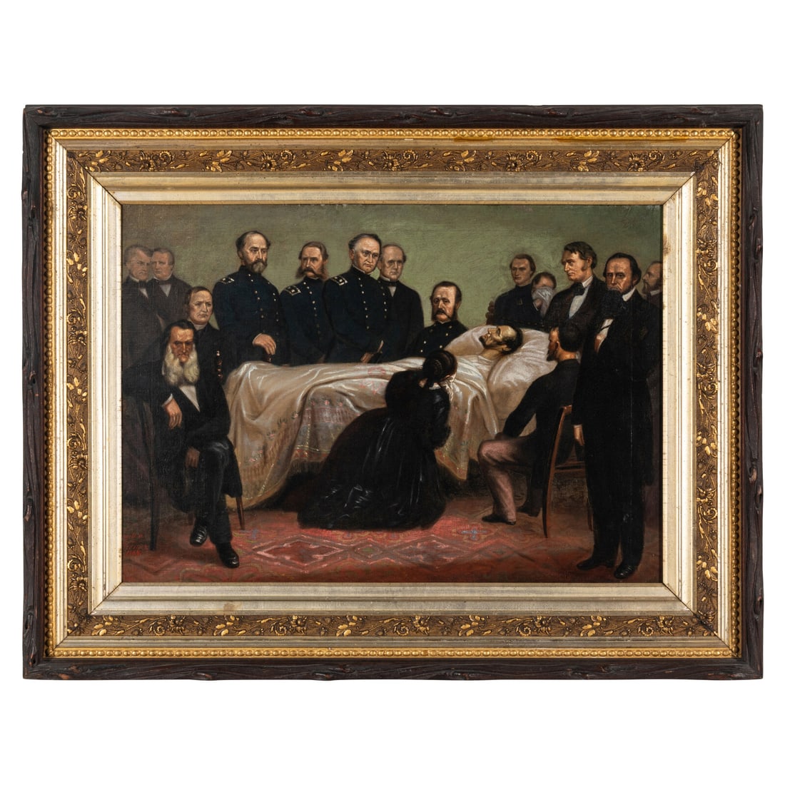 A. Kromer (Bavarian, active 19th century). Death Bed of Lincoln, 1867, oil on canvas, framed (1 of 3)