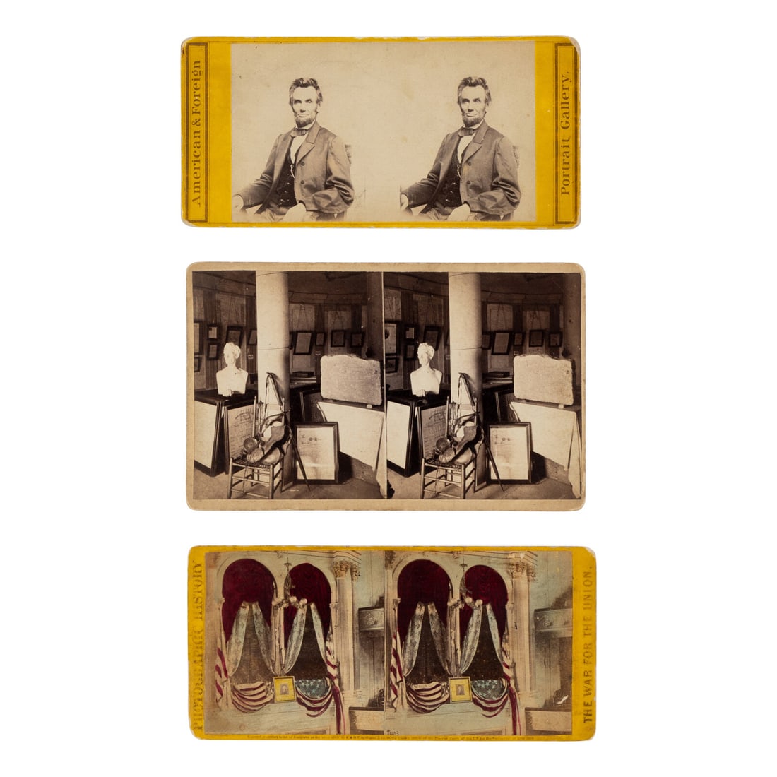 [LINCOLN, Abraham (1809-1865)]. A group of 3 stereographs, comprising: (1 of 2)