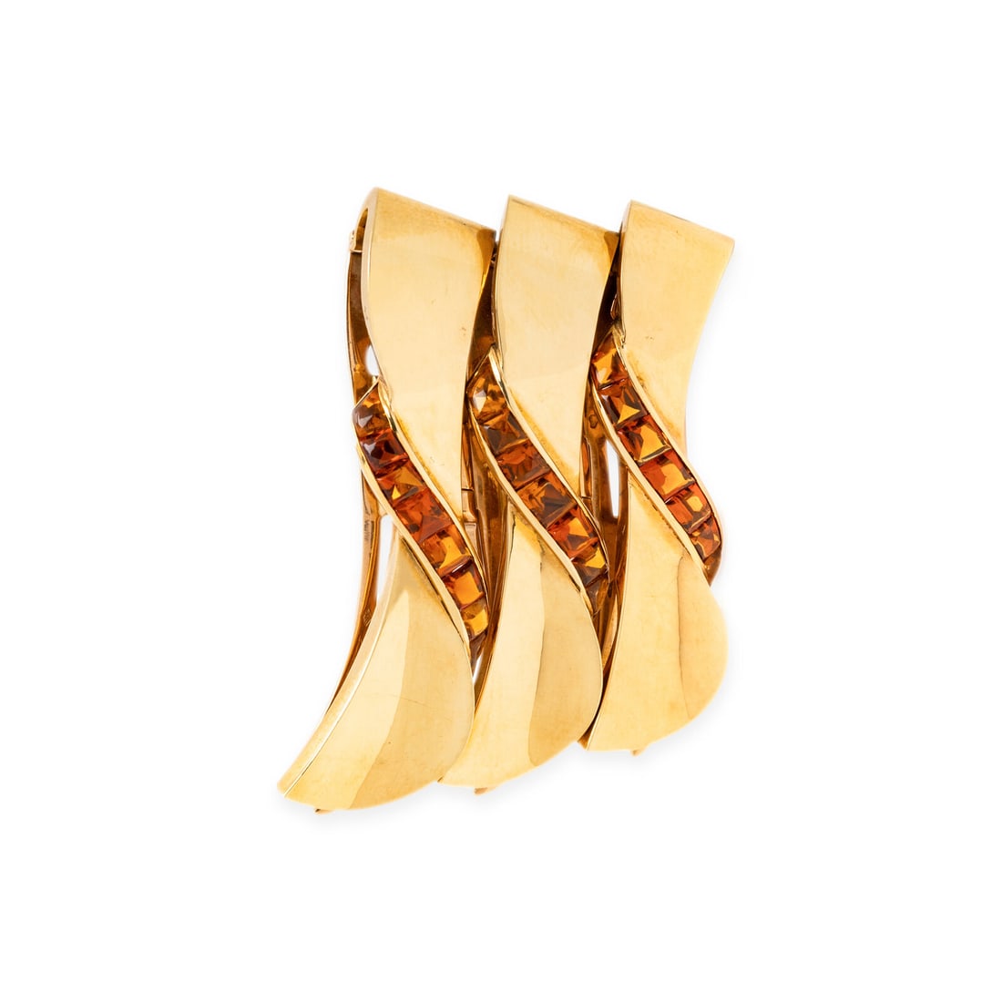 VAN CLEEF & ARPELS, BICOLOR GOLD AND CITRINE CONVERTIBLE DRESS CLIP (1 of 3)