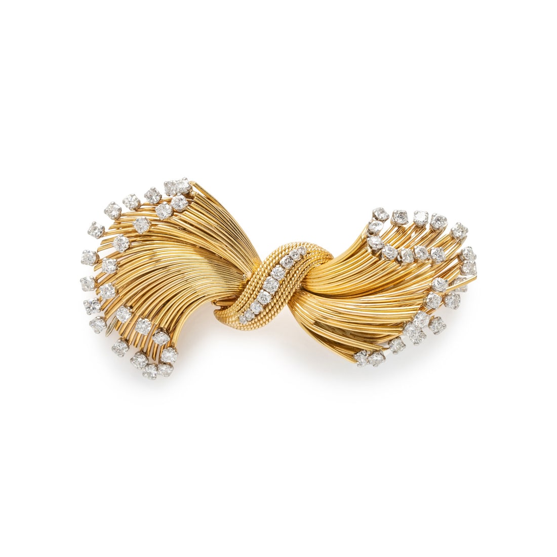 YELLOW GOLD AND DIAMOND CONVERTIBLE DRESS CLIPS (1 of 3)