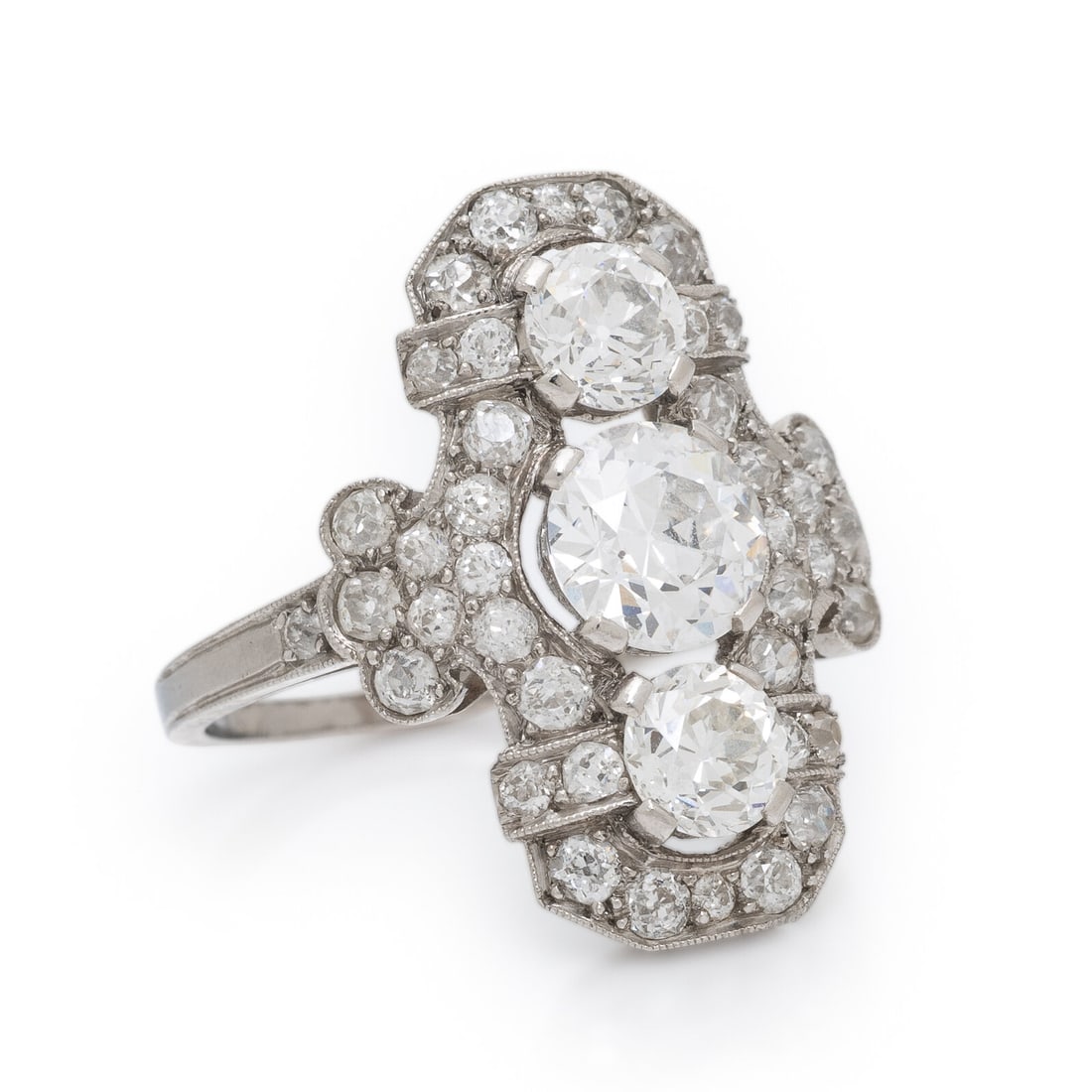 ANTIQUE, DIAMOND PLAQUE RING - 2