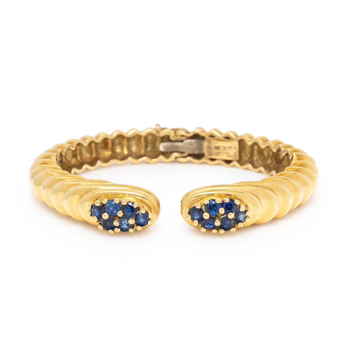 YELLOW GOLD AND SAPPHIRE CUFF BRACELET (1 of 2)