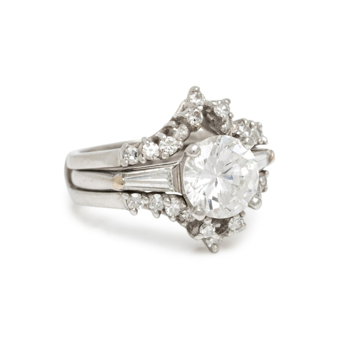 DIAMOND AND PLATINUM RING WITH JACKET - 2