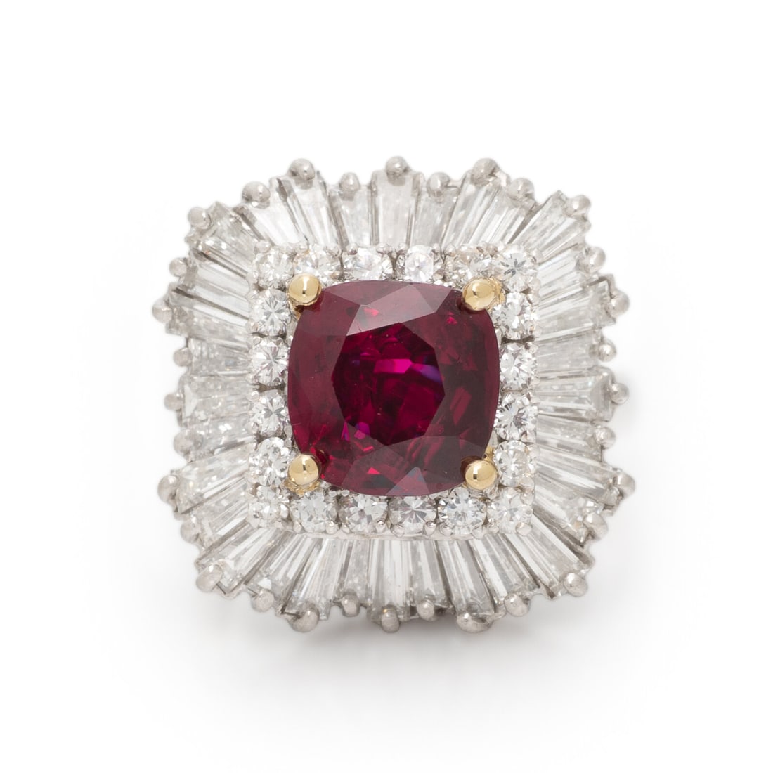 RUBY, DIAMOND, AND PLATINUM BALLERINA RING PENDANT - 3