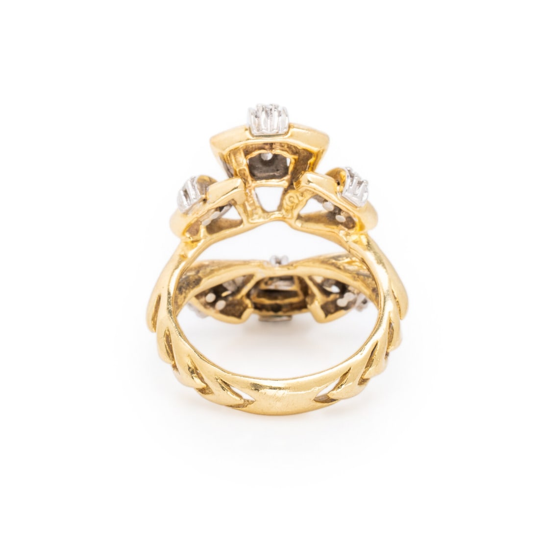 DIAMOND AND BICOLOR GOLD RING WITH JACKET - 5