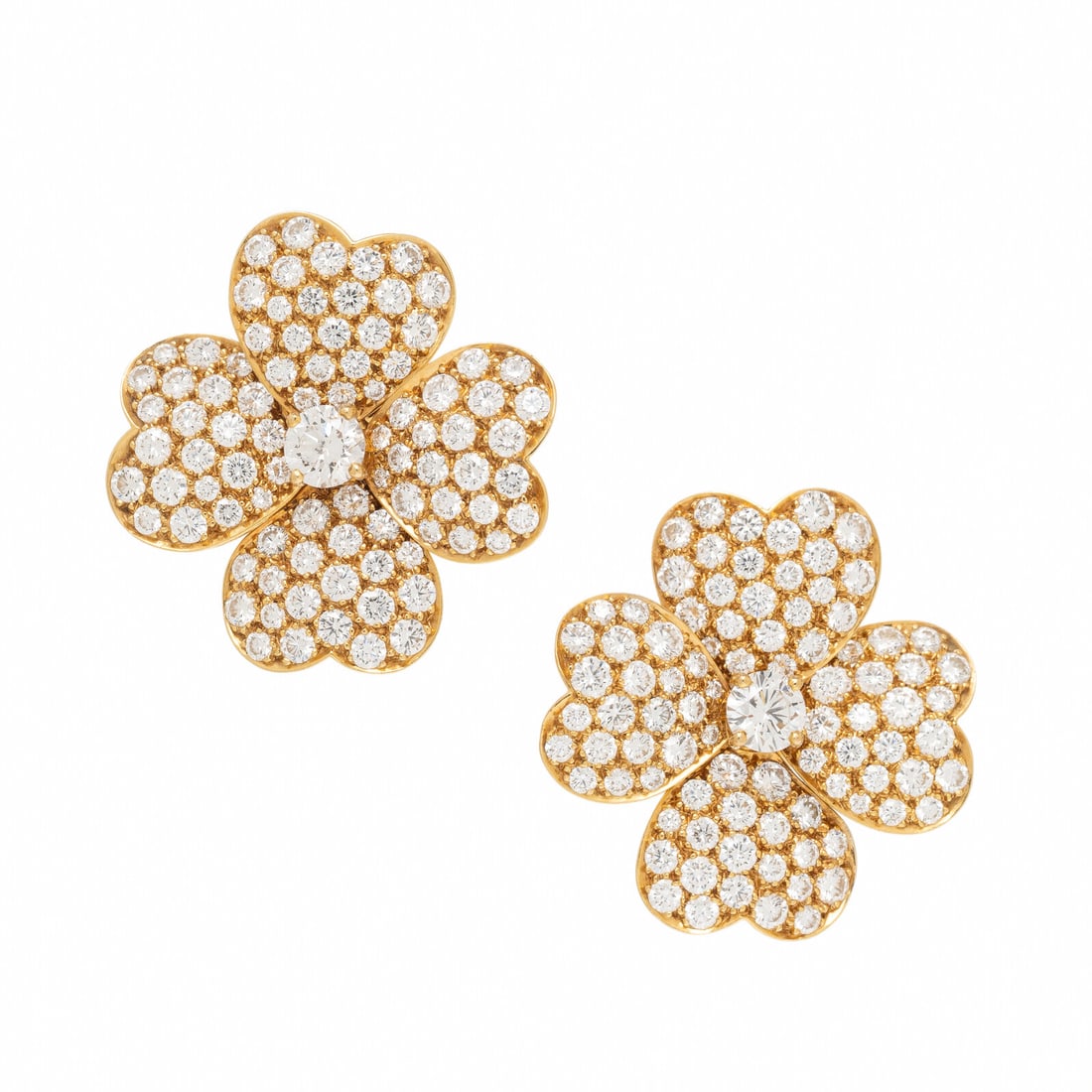VAN CLEEF & ARPELS, DIAMOND AND YELLOW GOLD 'COSMOS' FLOWER EARRINGS (1 of 4)