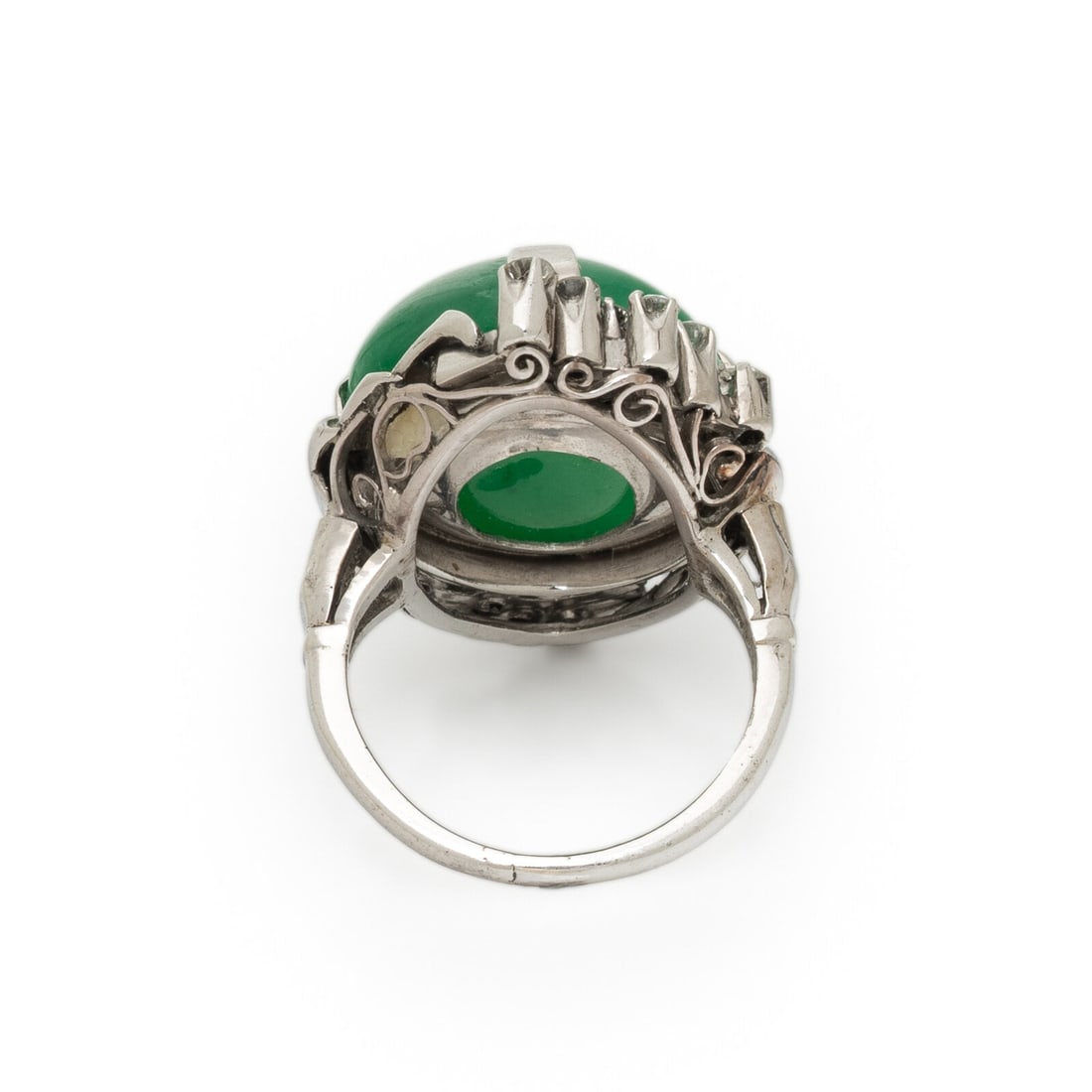 JADEITE JADE AND DIAMOND RING - 3
