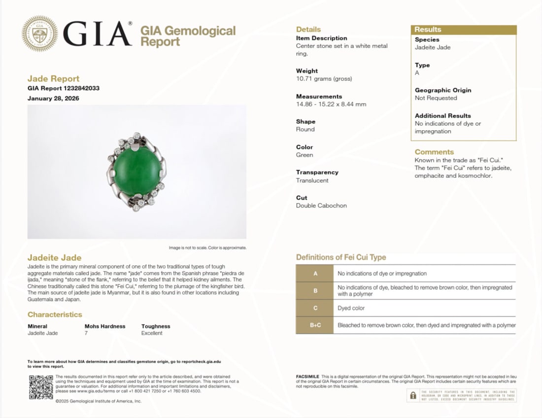 JADEITE JADE AND DIAMOND RING - 4