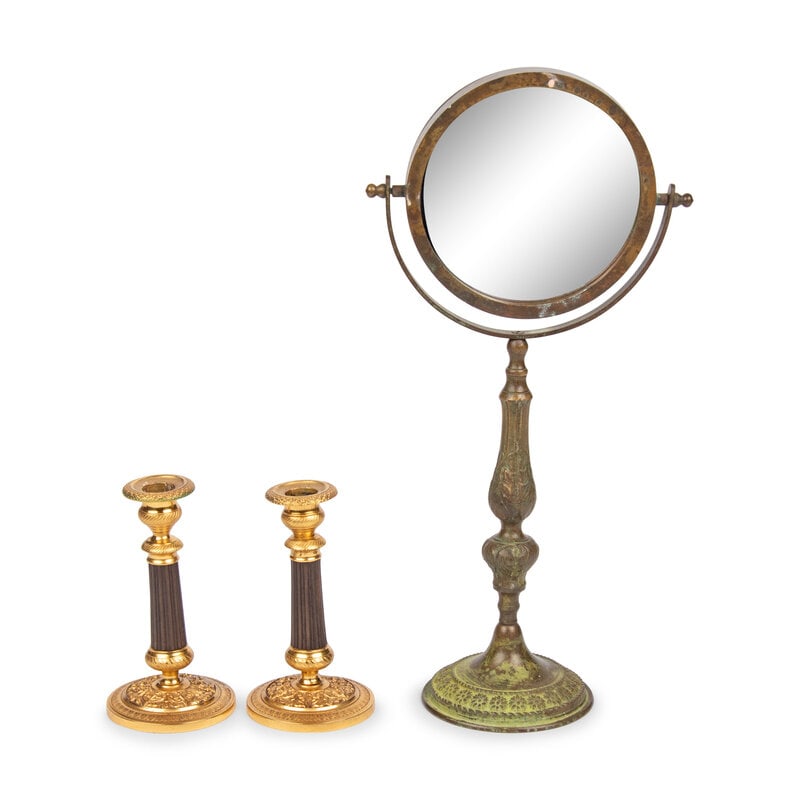 A Pair of Gilt Metal Mounted Candlesticks - 2