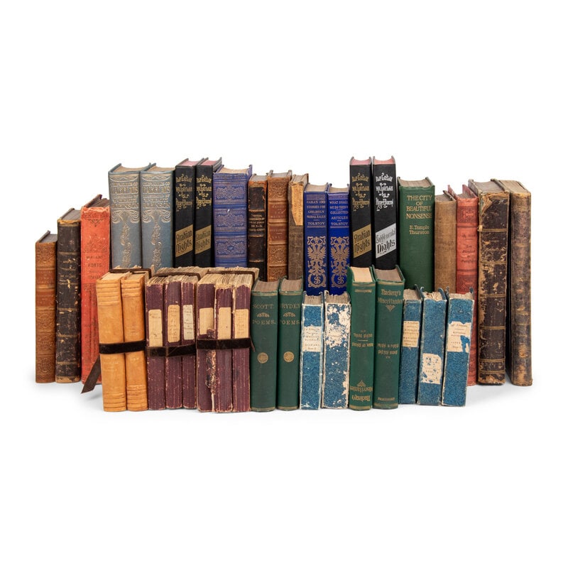 A Collection of Decorative Bindings: A Collection of Decorative Bindings 19th/20th Century comprising a set of books by Leo Tolstoy, Arabian Nights in ten volumes, Supplemental Nights in five volumes, and many others; 81 items total.