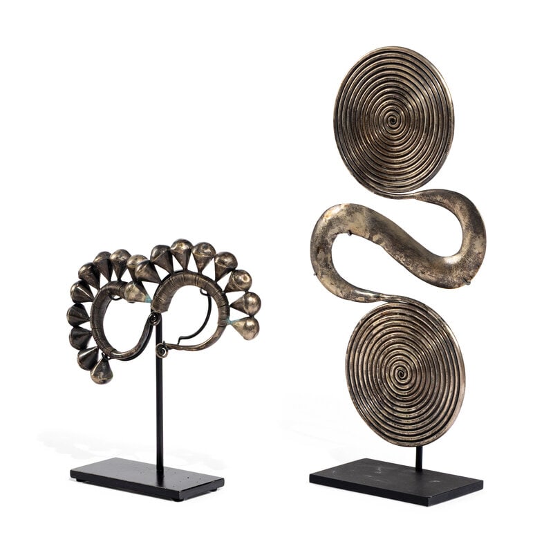 Two Metal Ornaments on Stands - 2