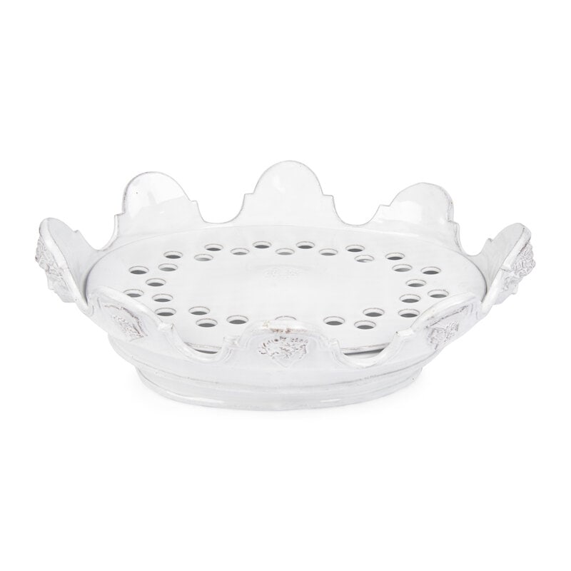 A White Glazed Earthenware Monteith: A White Glazed Earthenware Monteith 20th Century with a removable "flower frog" insert. Height 6 1/4 x width 19 3/4 x depth 16 inches. Property from an Alessandra Branca-Designed Chicago Residence