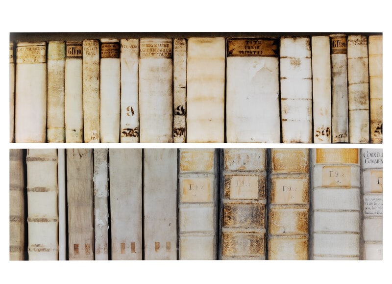 Two Photographic Panels of Vellum-Bound Books: Two Photographic Panels of Vellum-Bound Books Property from an Alessandra Branca-Designed Chicago Residence This lot is located in Chicago. 