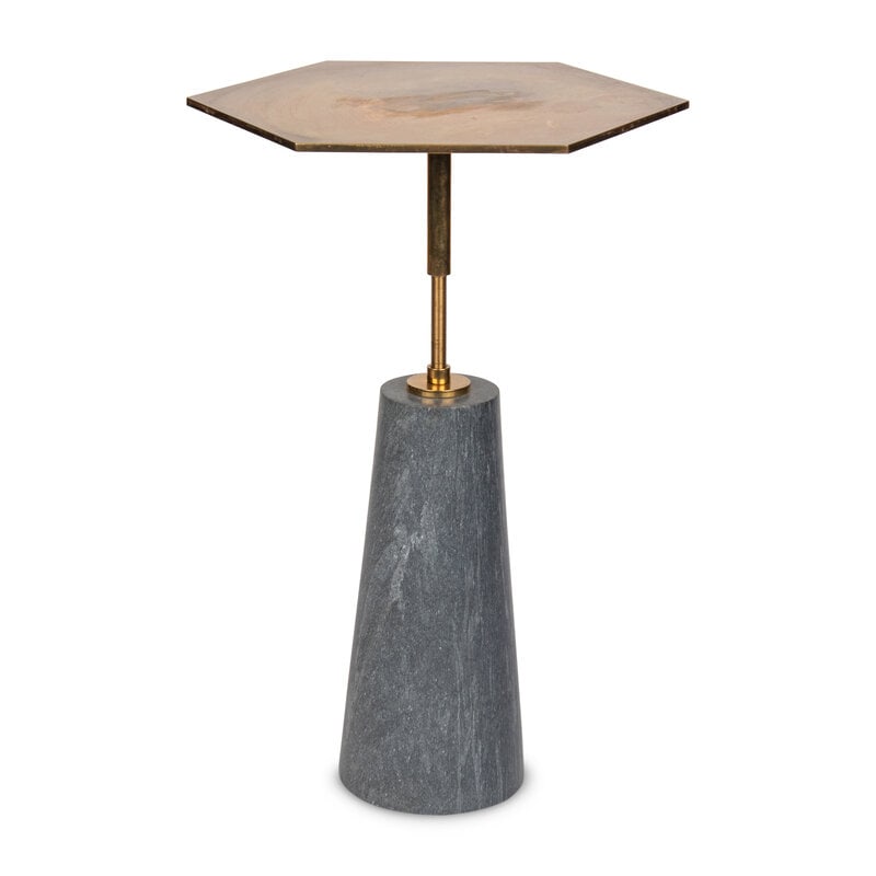 A Polished Brass and Pietra Cardosa Marble "Hawley" Side Table by Egg Collective : A Polished Brass and Pietra Cardosa Marble "Hawley" Side Table by Egg Collective signed 'egg' to the underside. Height 22 x diameter 15 inches. Property from an Alessandra Branca-Designed Chicago