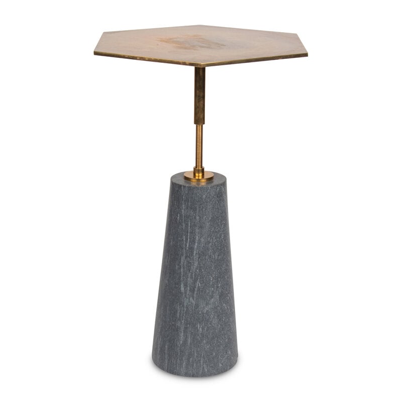 A Polished Brass and Pietra Cardosa Marble "Hawley" Side Table by Egg Collective  - 2