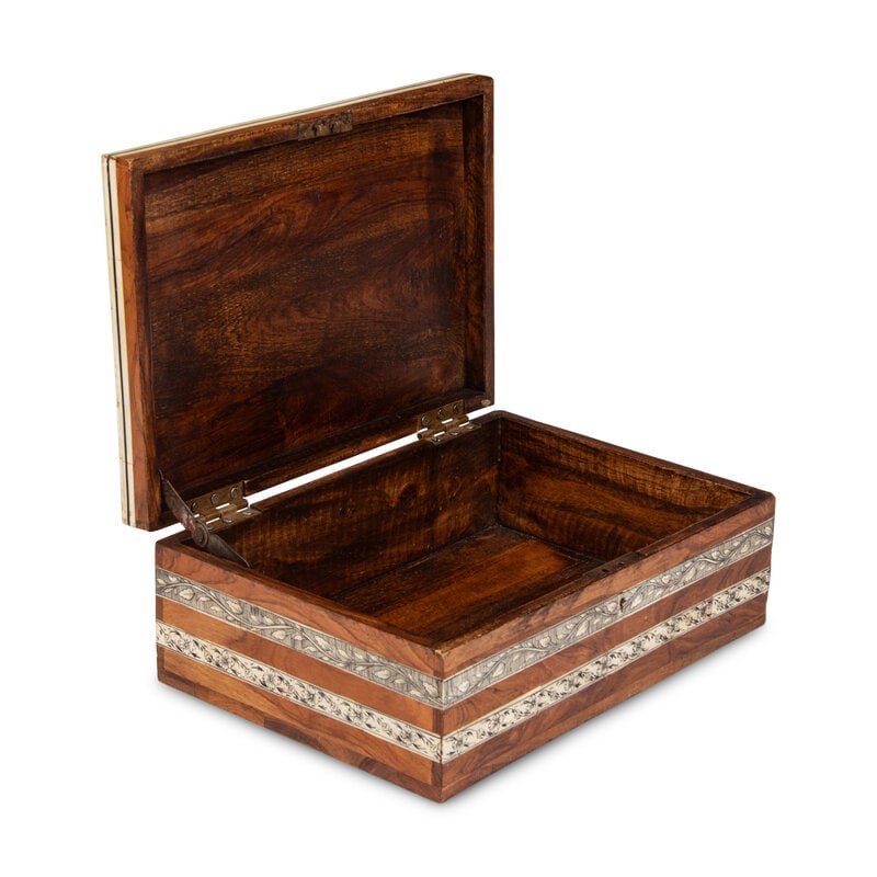An Anglo-Indian Bone-Inlaid Olive Wood Table Casket - 2