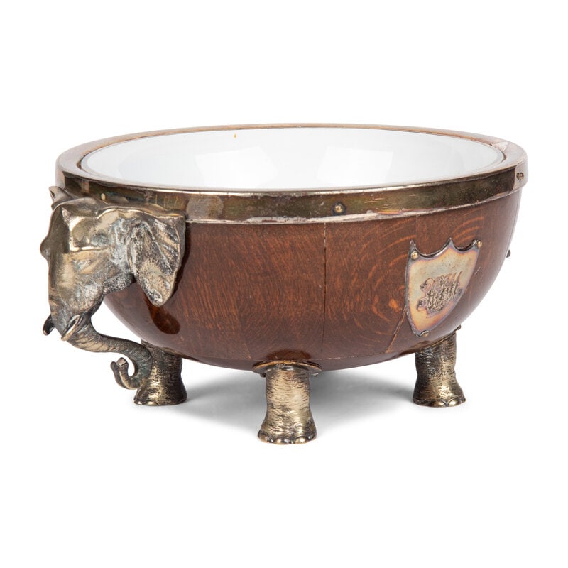 An English Silver-Plate Mounted Oak Bowl - 2