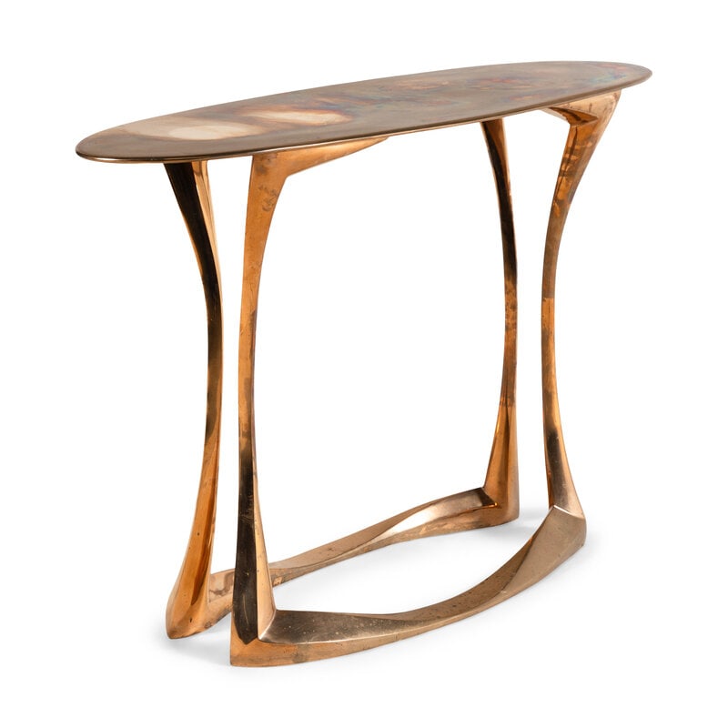 Anasthasia Millot (French, 20th Century) Stardust Console Table: Anasthasia Millot(French, 20th Century)Stardust Console Tablepolished gilt bronzeincised 'AMR / FODOR' to underside Height 32 x width 46 1/2 x depth 16 inches. Property from an Alessandra