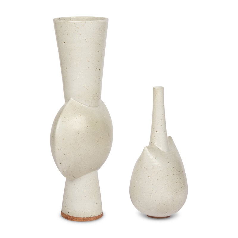 Two Contemporary White Glazed Ceramic Vases - 2