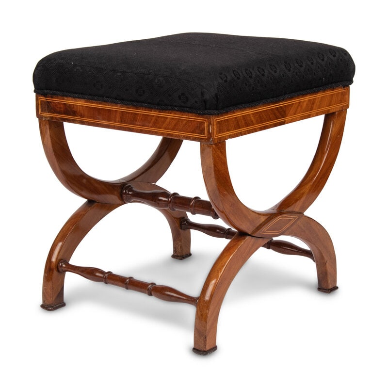 A Biedermeier Walnut Curule Stool - 2