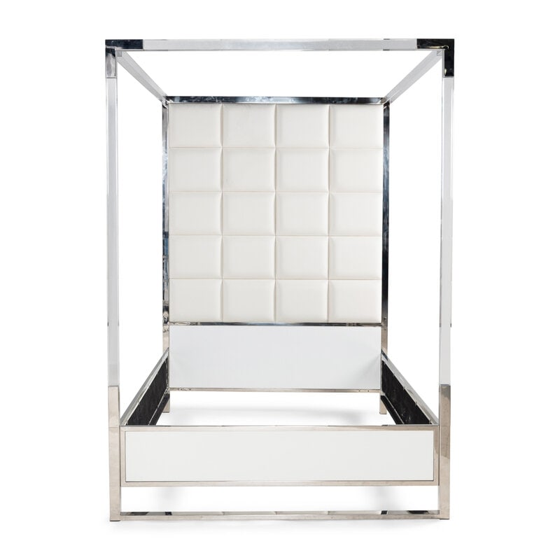 A Contemporary Acrylic and Chrome Queen-Sized Canopy Bed - 2