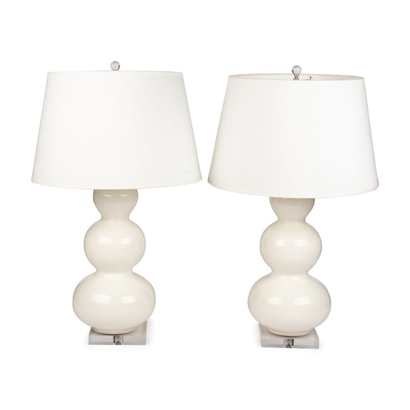 A Pair of Contemporary Glass and Acrylic Table Lamps: A Pair of Contemporary Glass and Acrylic Table Lamps Height overall 34 inches. Property from an Alessandra Branca-Designed Chicago Residence This lot is located in Chic