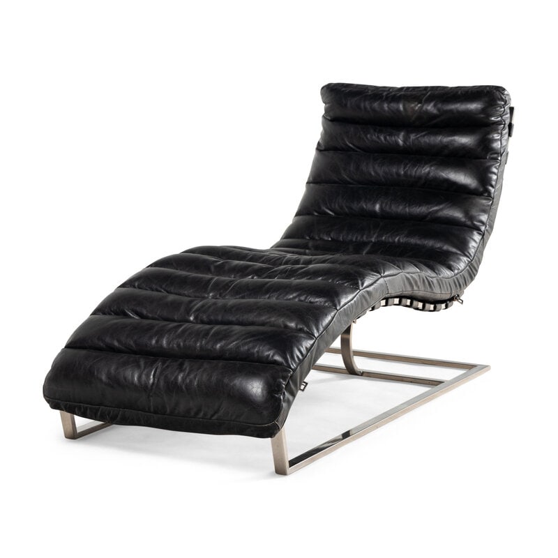 A Contemporary Black Leather and Chrome Chaise Longue (1 of 13)