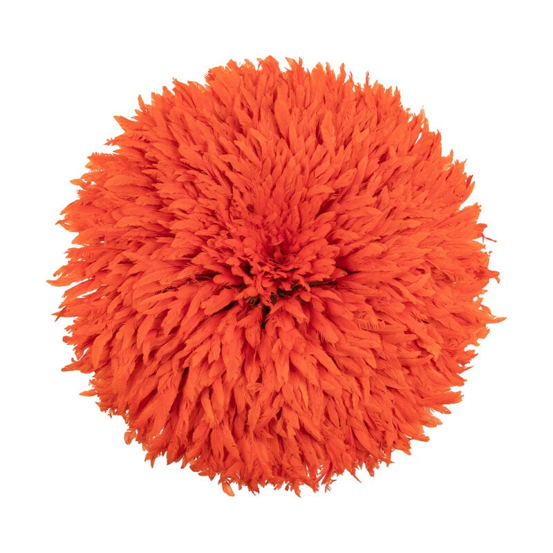 An Orange Feather Juju Headdress: An Orange Feather Juju Headdress 20th Century Diameter 32 inches. Property from an Alessandra Branca-Designed Chicago Residence This lot is located in Chicago. 