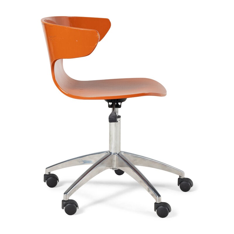 A Contemporary Orange-Painted Bentwood Desk Chair - 2
