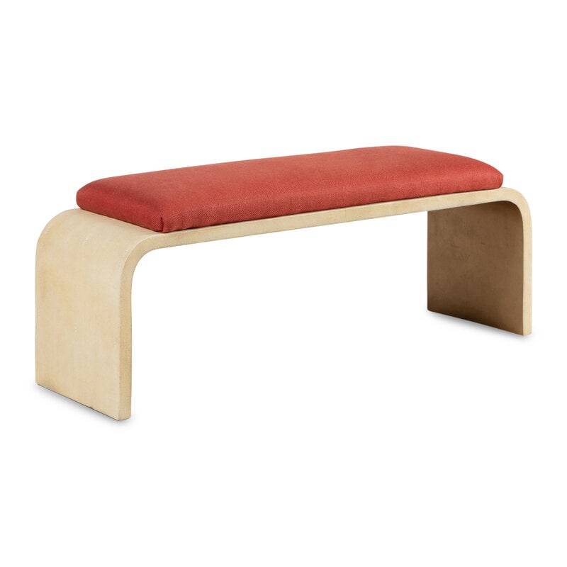 A Shagreen Waterfall Bench with Linen Upholstered Seat  (1 of 13)