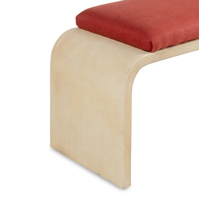 A Shagreen Waterfall Bench with Linen Upholstered Seat  - 2